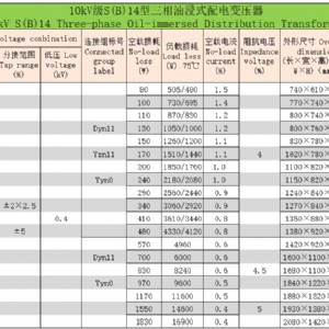 10kV級(jí)S(B)系列三相油浸式配電變壓器